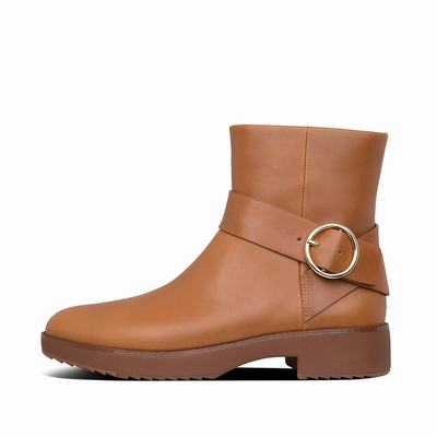 Fitflop Women's SASKA Buckle Leather Ankle Boots - Light Brown, CR8973651